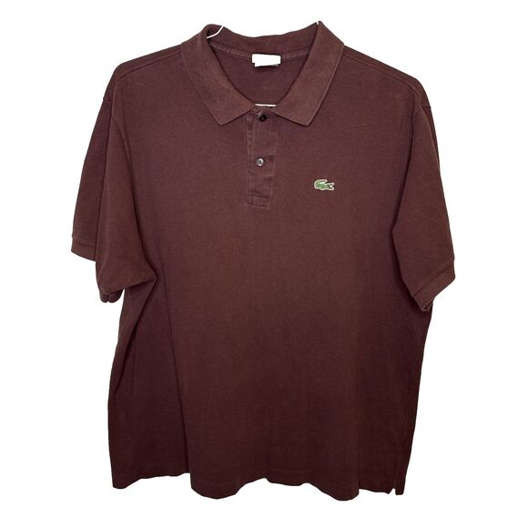Lacoste Other - Vintage Lacoste Mens Polo Shirt Size 8 Brown Cotton Short Sleeve Crocodile Logo